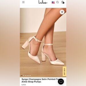 NWT Lulus Champagne Satin Heels 6.5